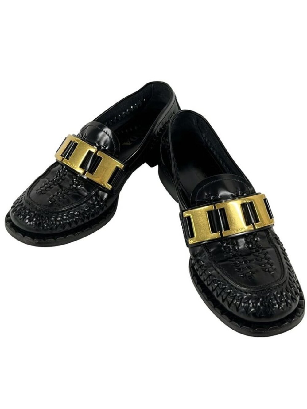 Prada Loafers 36.5 Black Moccasins Leather - Picture 2 of 11